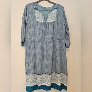 Old Navy Size 2X 100% Rayon Lined Relaxed Tunic Dress Boho Modest Cottagecore